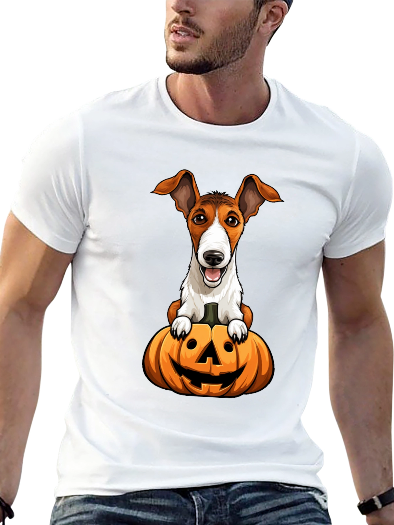 Dog on Pumpkin Halloween T-Shirt