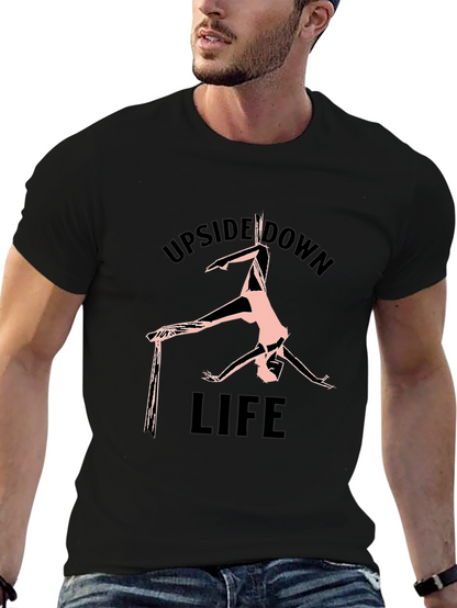 Upside Down Life Black Graphic T-Shirt