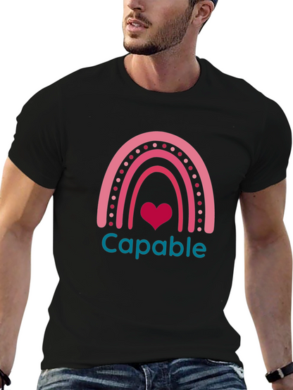 Capable Rainbow Heart T-Shirt - Black