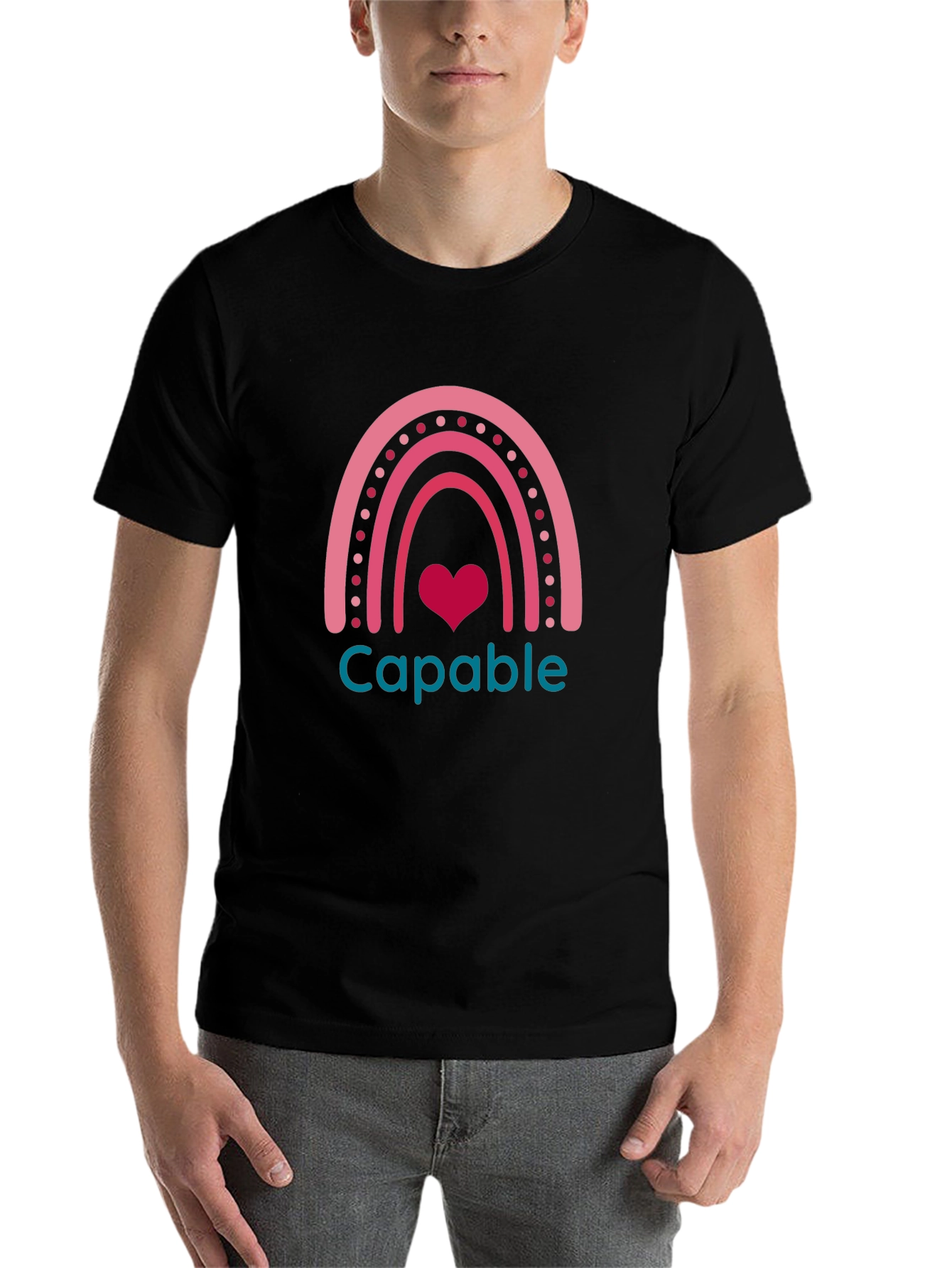 Capable Rainbow Heart T-Shirt - Black