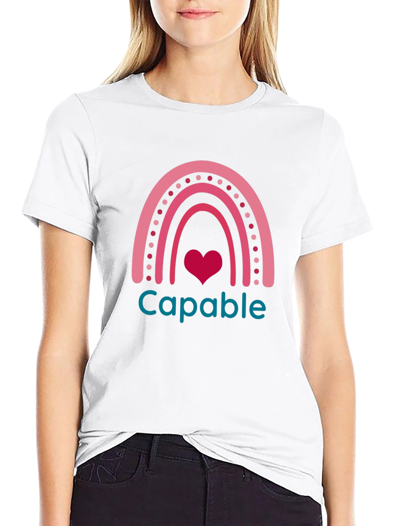 Capable Rainbow Heart T-Shirt - Black
