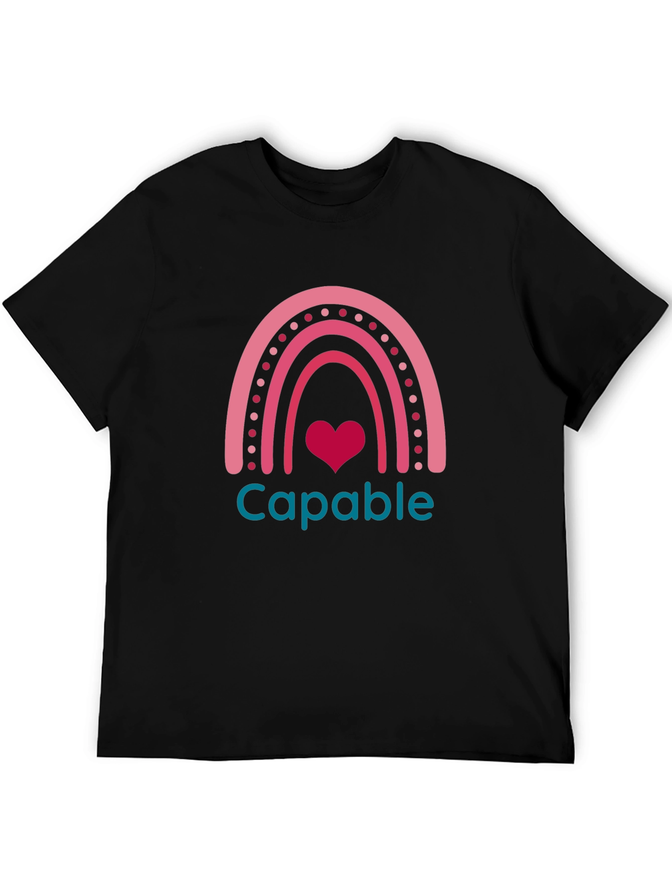 Capable Rainbow Heart T-Shirt - Black
