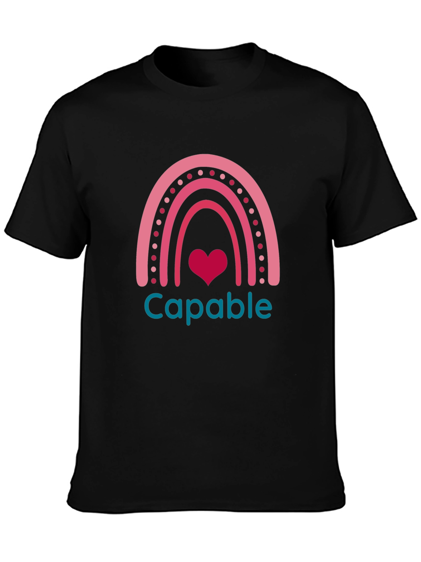 Capable Rainbow Heart T-Shirt - Black