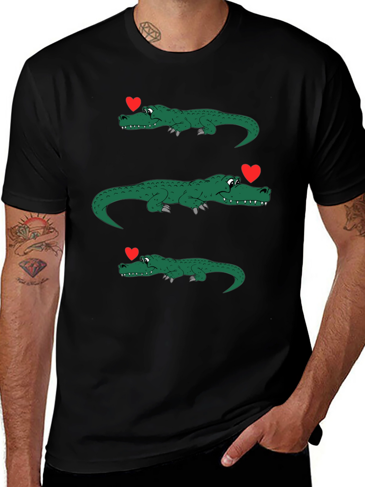 Alligator Love Mens Black Graphic Tee