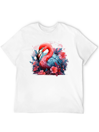 Flamingo Floral Graphic Black T-Shirt