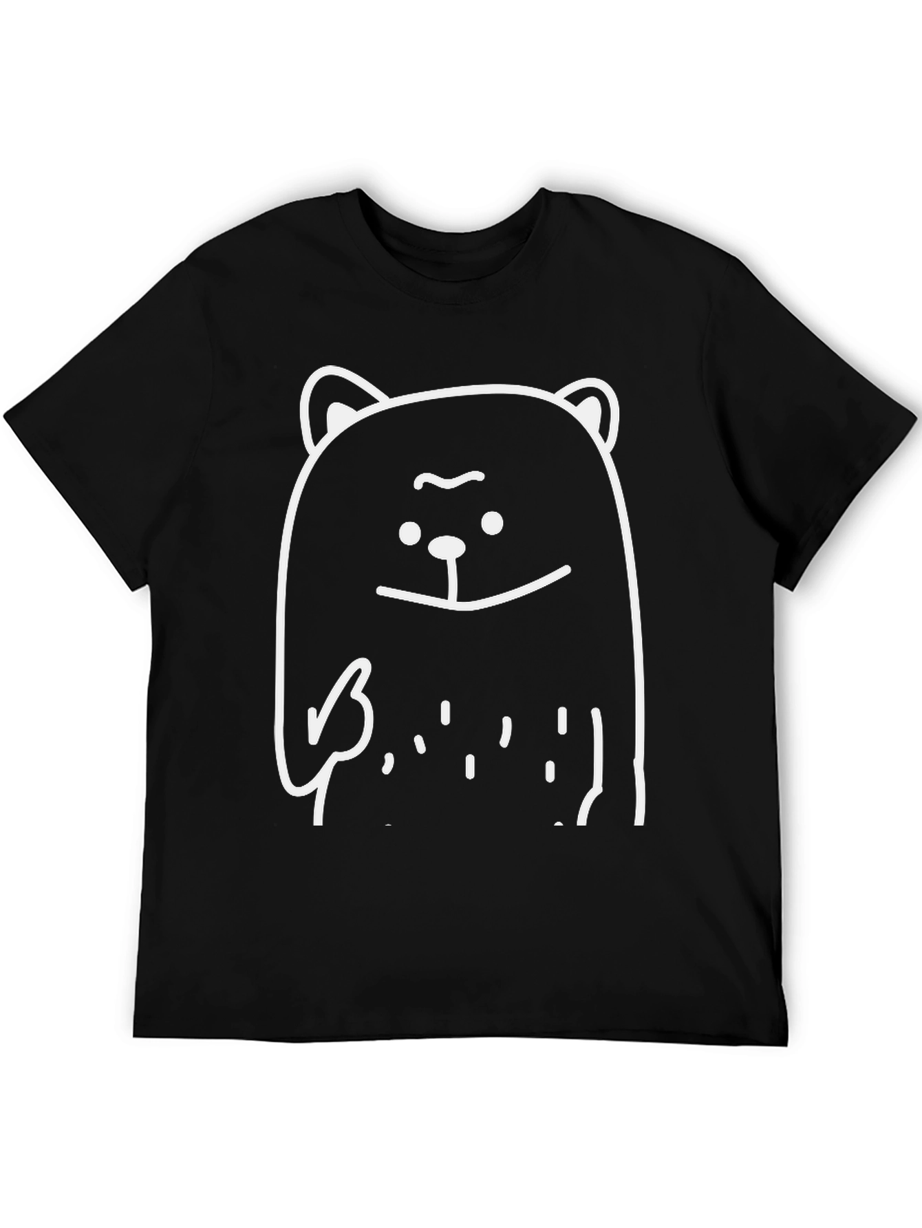Funny Bear Graphic Tee - Black Cotton T-Shirt