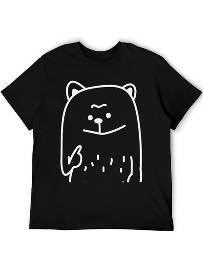 Funny Bear Graphic Tee - Black Cotton T-Shirt