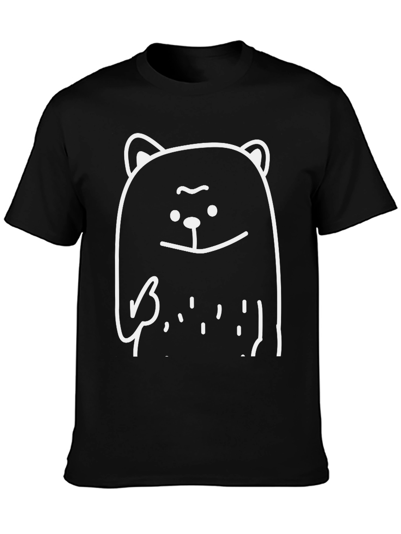 Funny Bear Graphic Tee - Black Cotton T-Shirt