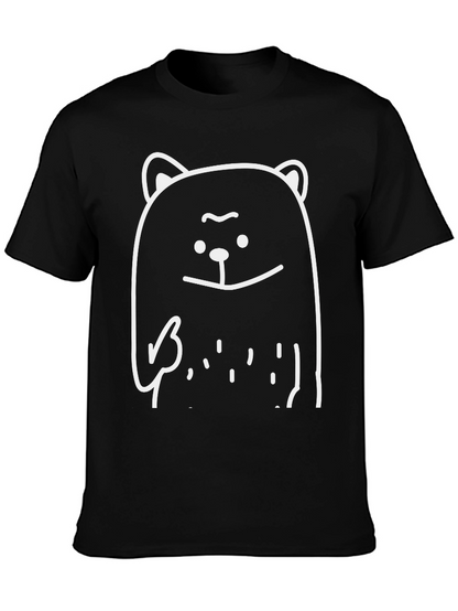 Funny Bear Graphic Tee - Black Cotton T-Shirt