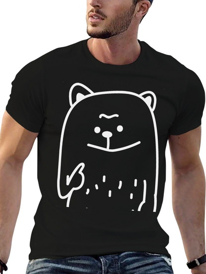 Funny Bear Graphic Tee - Black Cotton T-Shirt