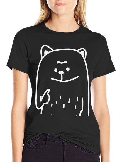 Funny Bear Graphic Tee - Black Cotton T-Shirt
