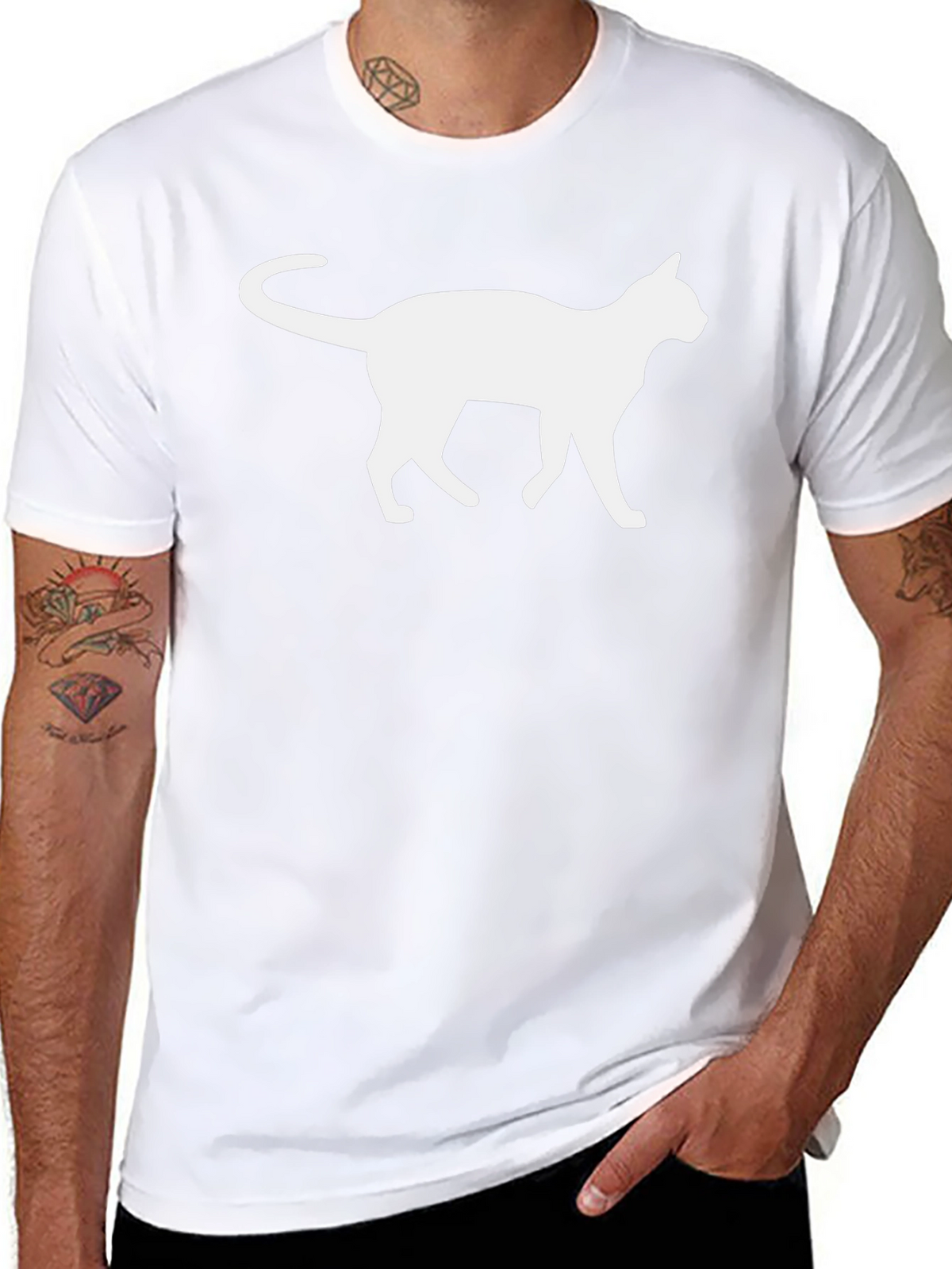 Cool Cat Silhouette Graphic T-Shirt
