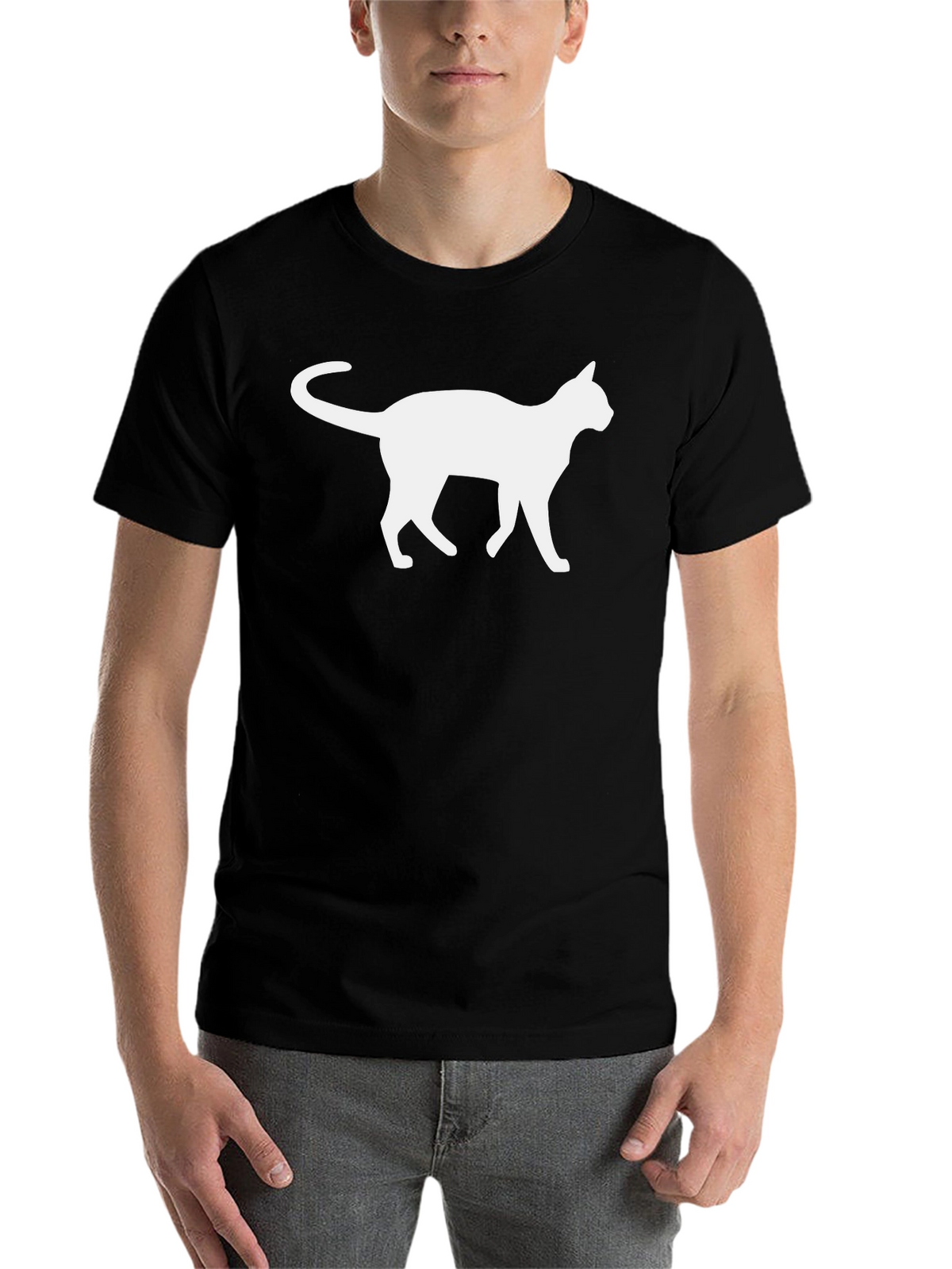 Cool Cat Silhouette Graphic T-Shirt