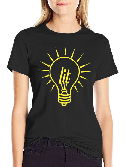 Lit Bulb Graphic T-Shirt - Trendy Black Tee
