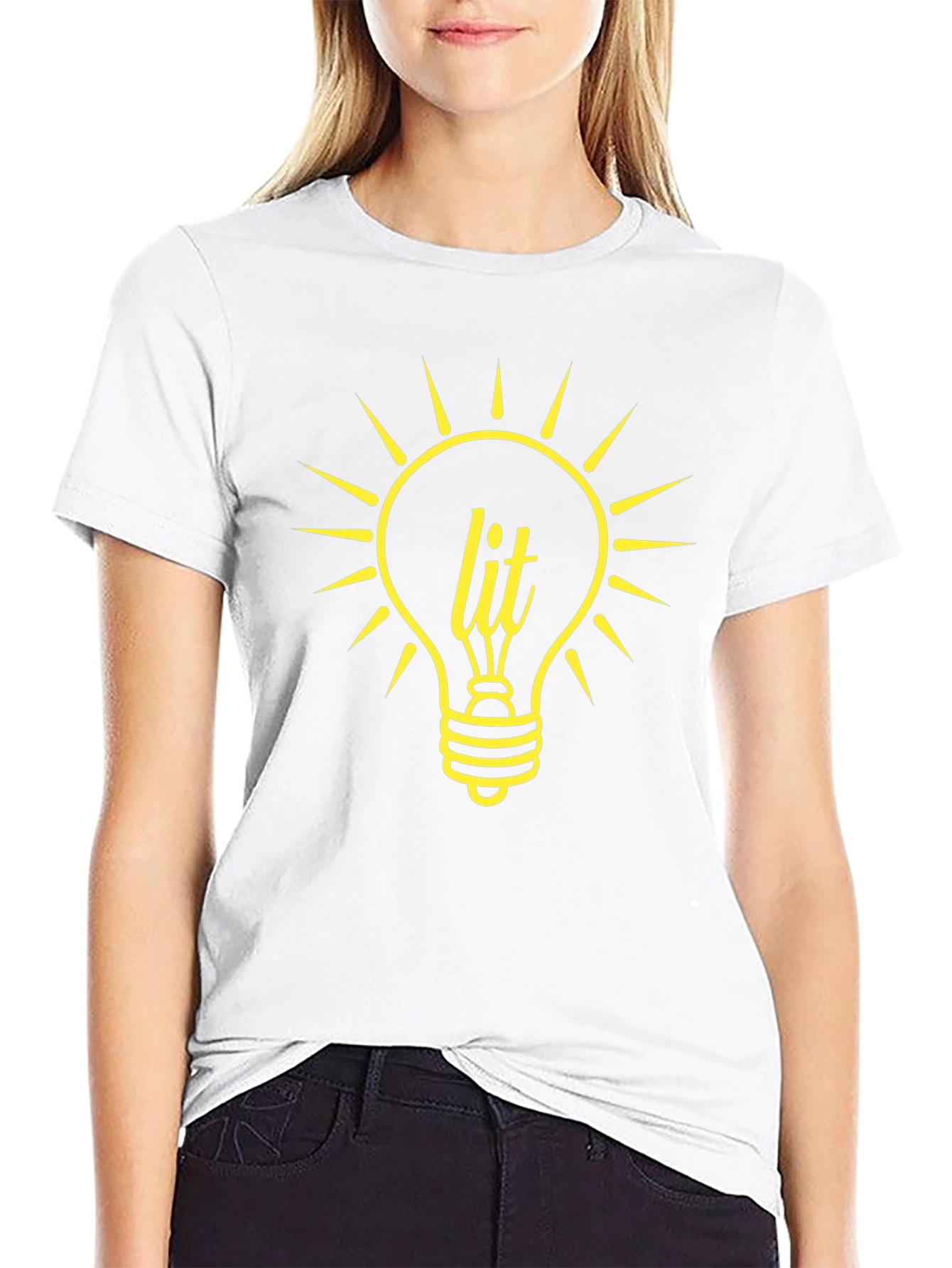 Lit Bulb Graphic T-Shirt - Trendy Black Tee