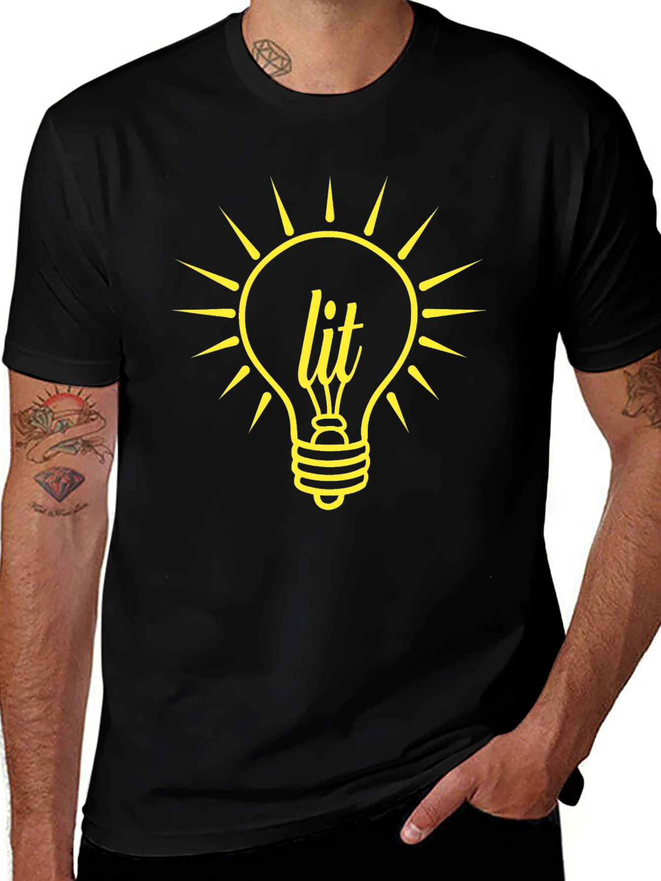 Lit Bulb Graphic T-Shirt - Trendy Black Tee