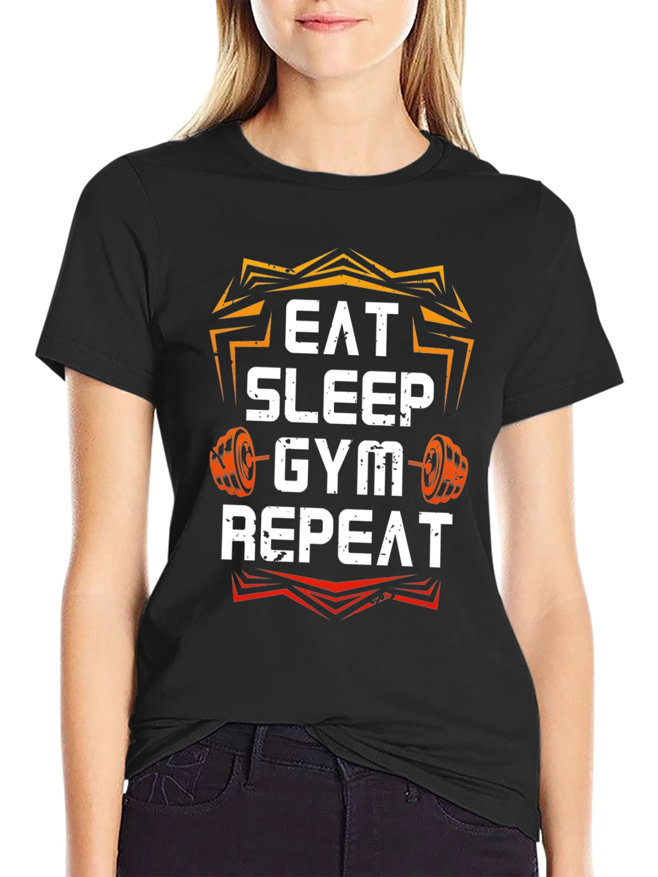 Eat Sleep Gym Repeat Graphic T-Shirt
