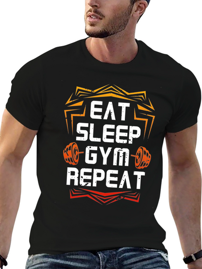 Eat Sleep Gym Repeat Graphic T-Shirt