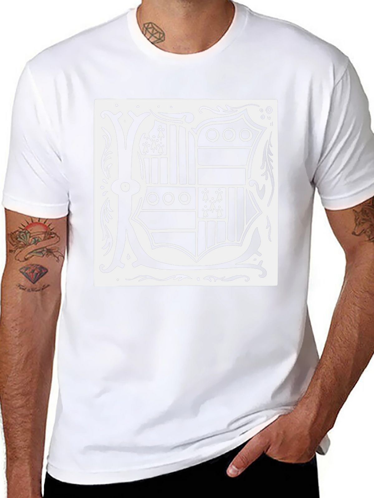 Black T-Shirt with Ornate Letter K Design