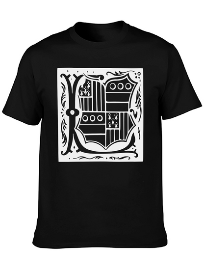 Black T-Shirt with Ornate Letter K Design