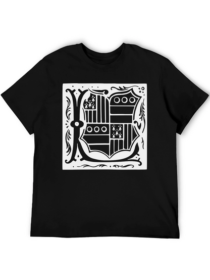 Black T-Shirt with Ornate Letter K Design