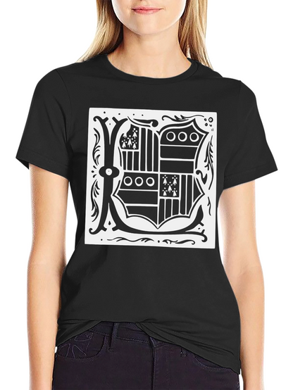 Black T-Shirt with Ornate Letter K Design