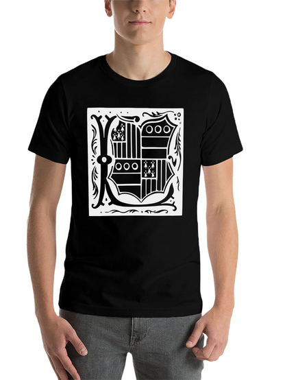 Black T-Shirt with Ornate Letter K Design