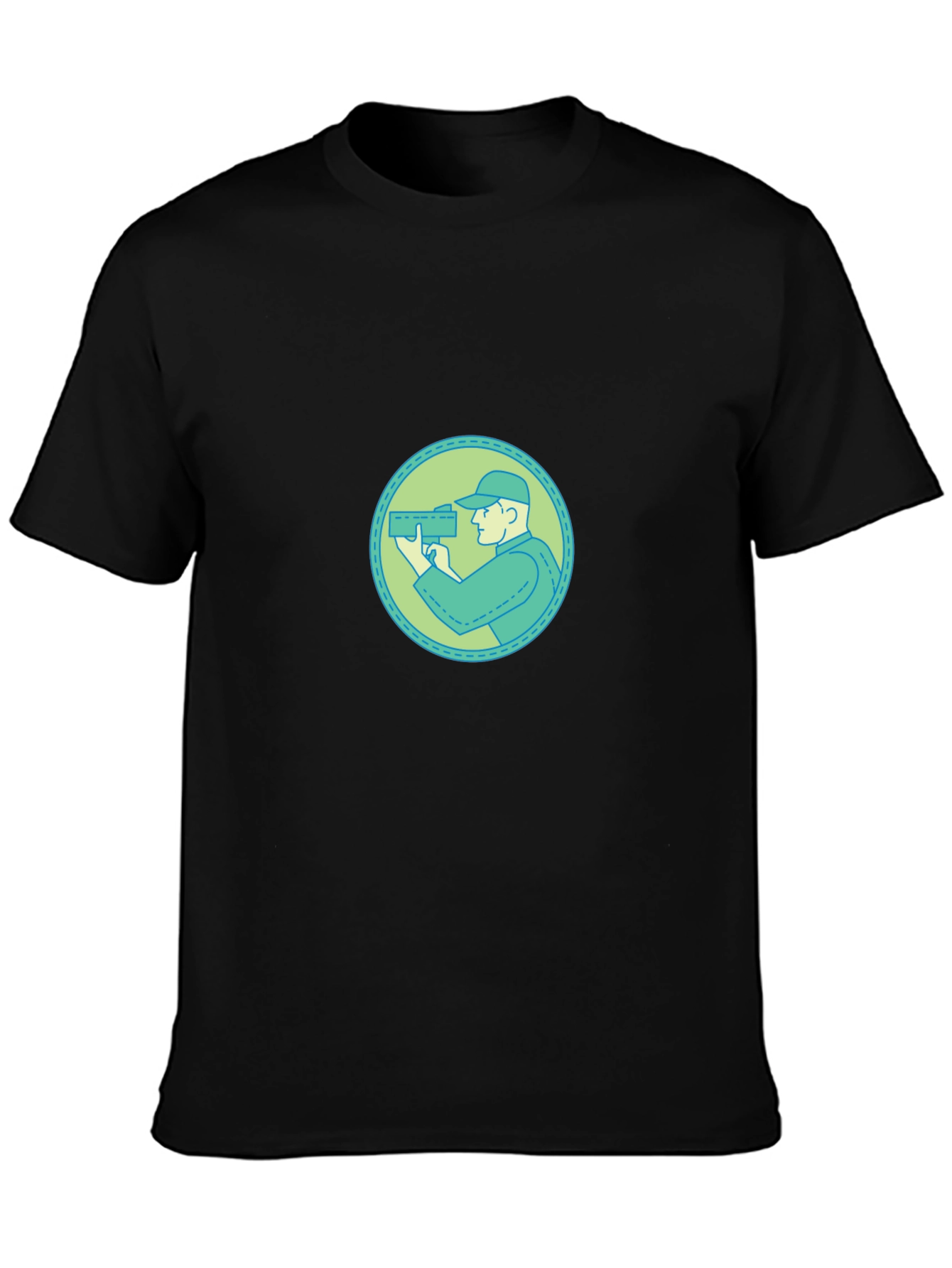 Graphic Tee - Cameraman Design Black Cotton