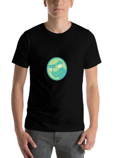 Graphic Tee - Cameraman Design Black Cotton