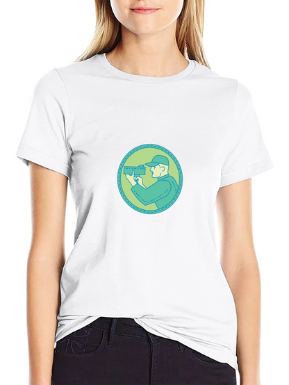 Graphic Tee - Cameraman Design Black Cotton