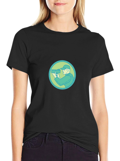 Graphic Tee - Cameraman Design Black Cotton