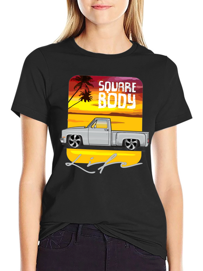 Square Body Life Black Graphic T-Shirt