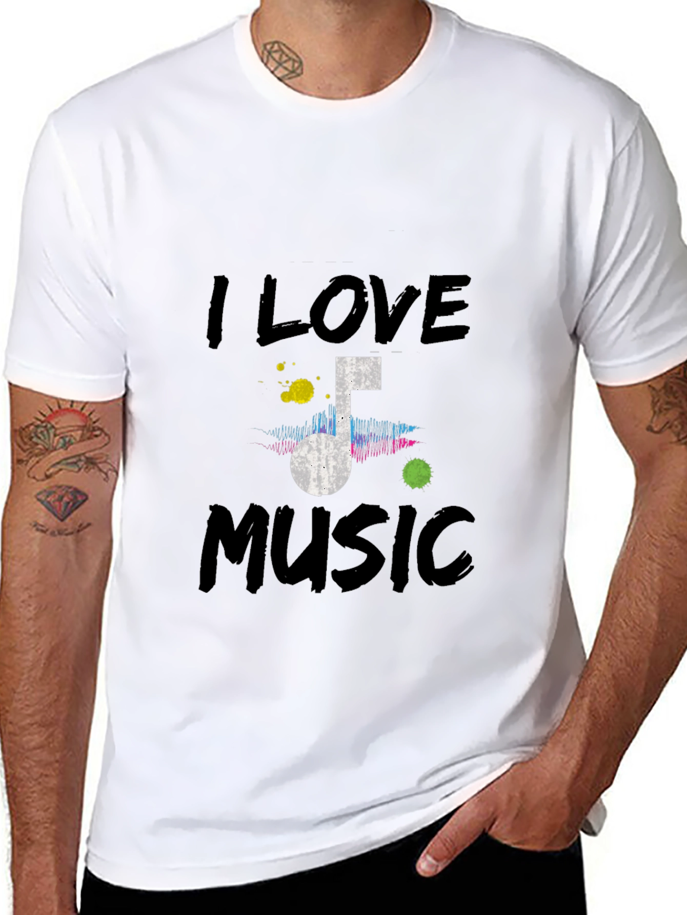 I Love Music Graphic Tee - Black