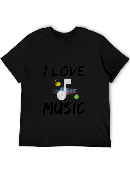 I Love Music Graphic Tee - Black