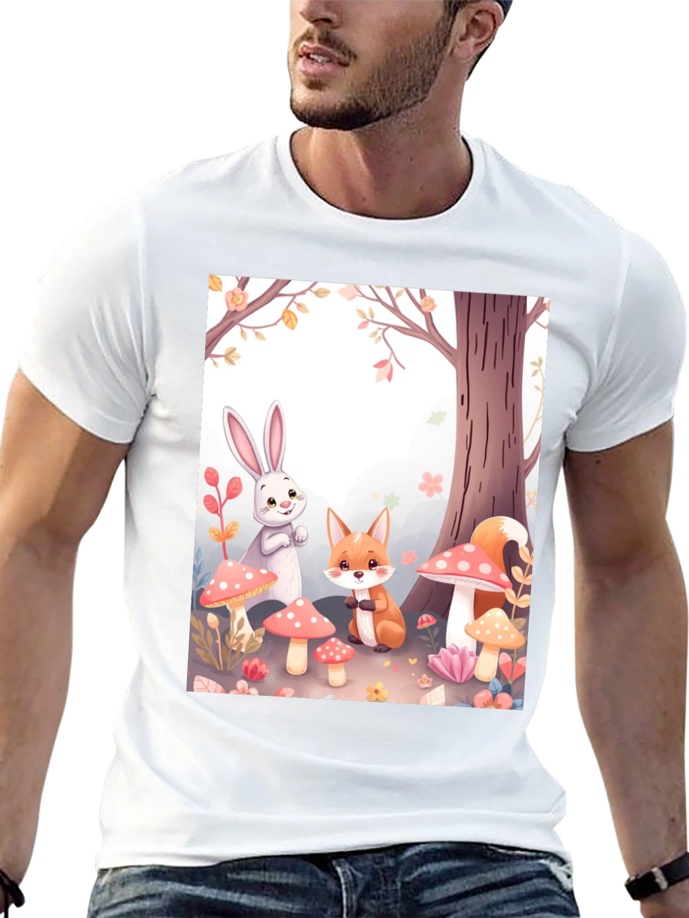 Cartoon Animals on Black Tee