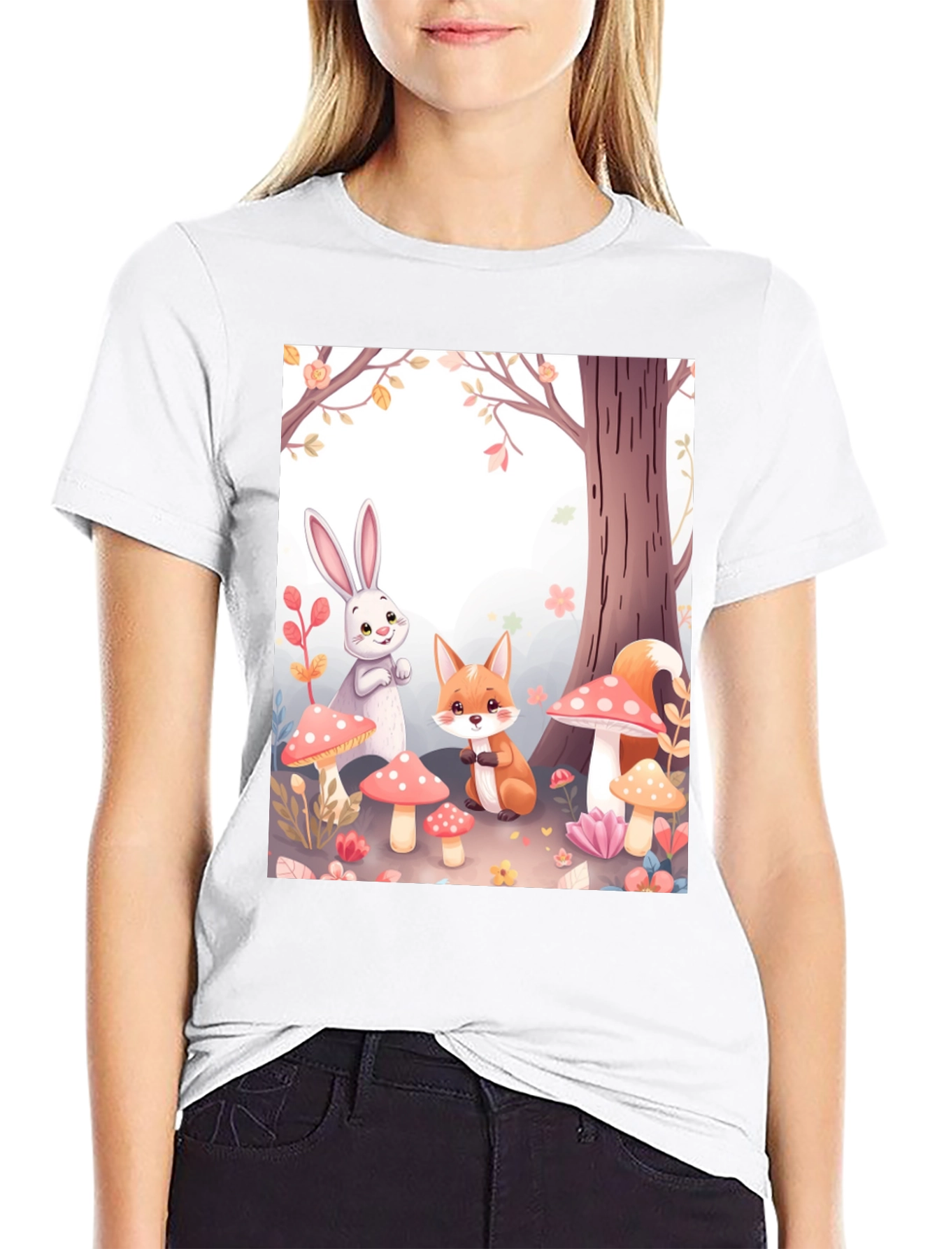 Cartoon Animals on Black Tee