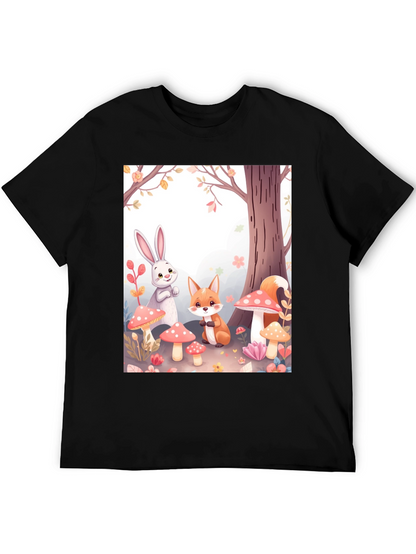Cartoon Animals on Black Tee