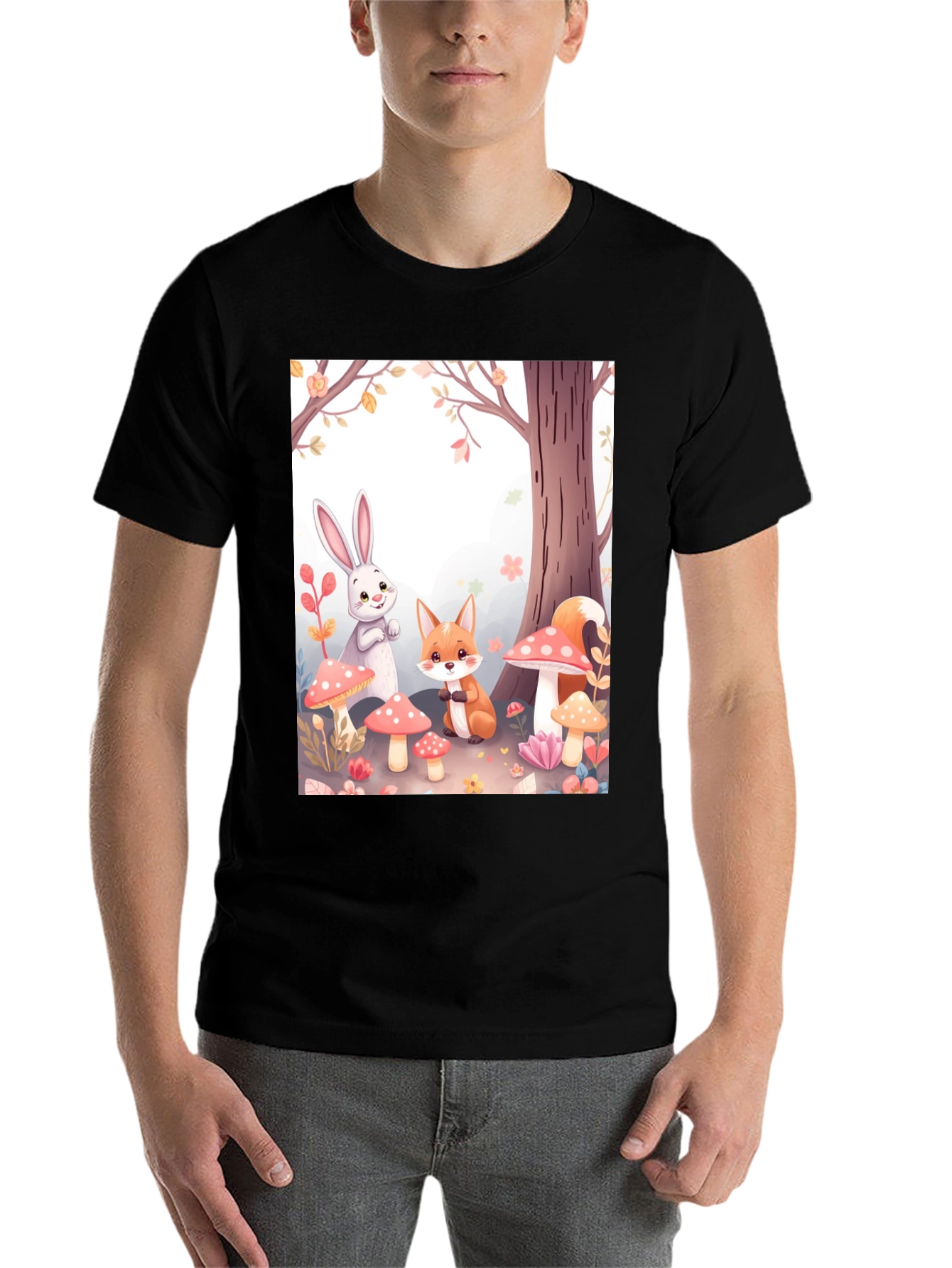 Cartoon Animals on Black Tee