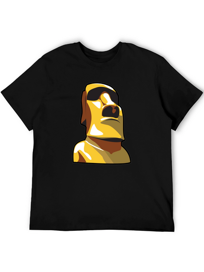 Moai Statue Graphic T-Shirt - Black Cotton Tee