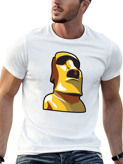 Moai Statue Graphic T-Shirt - Black Cotton Tee