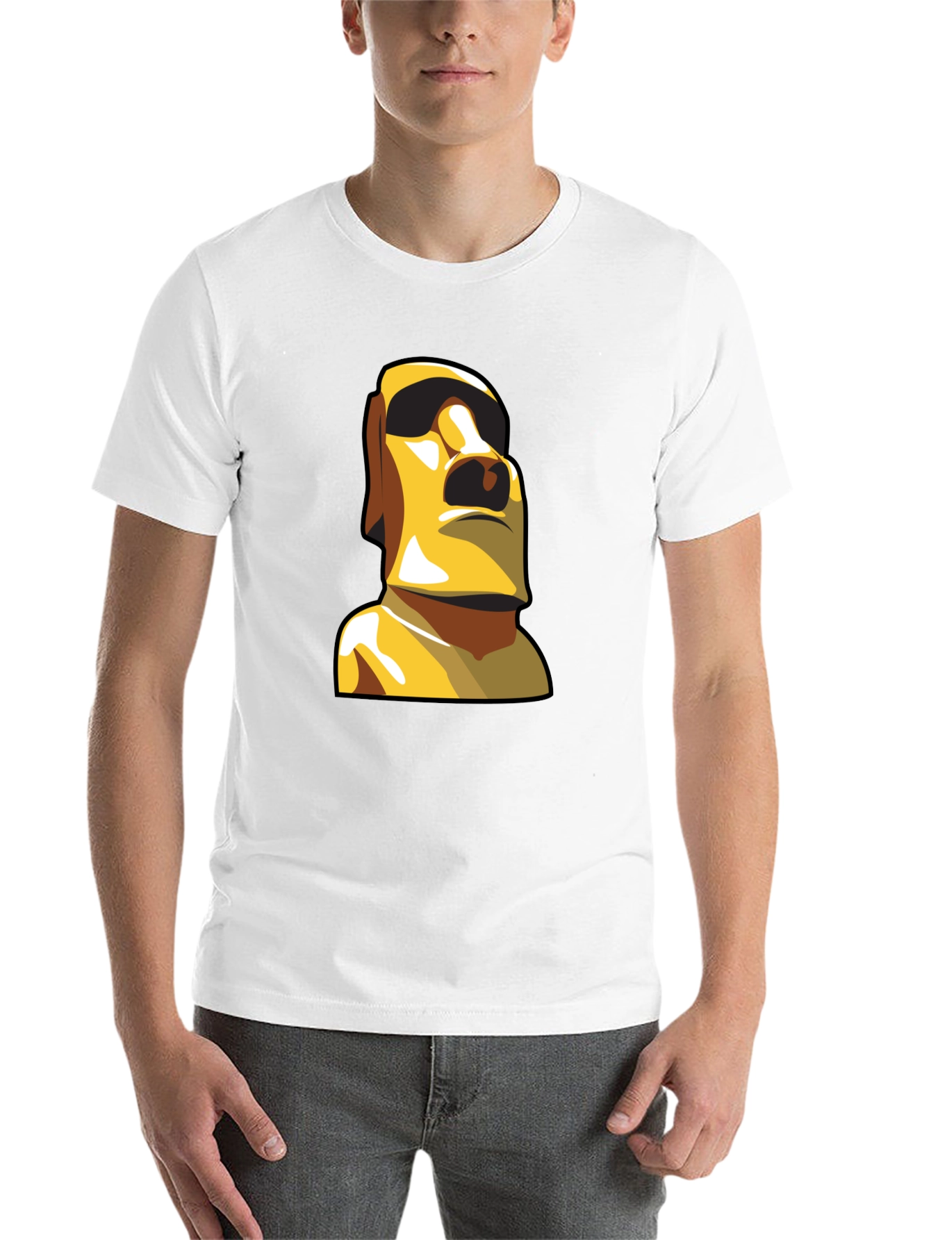 Moai Statue Graphic T-Shirt - Black Cotton Tee