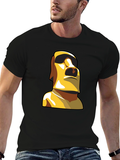 Moai Statue Graphic T-Shirt - Black Cotton Tee