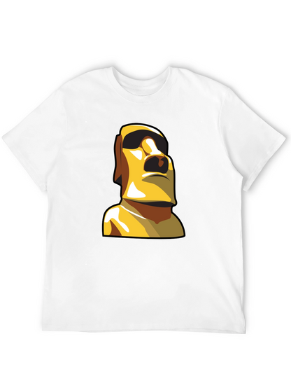 Moai Statue Graphic T-Shirt - Black Cotton Tee