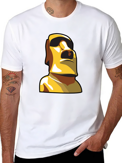 Moai Statue Graphic T-Shirt - Black Cotton Tee