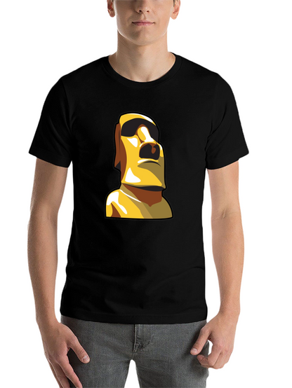Moai Statue Graphic T-Shirt - Black Cotton Tee