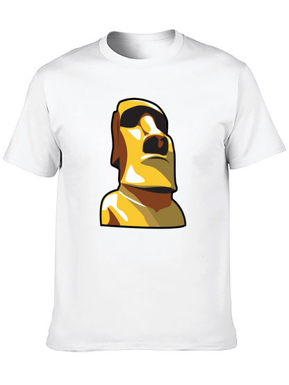 Moai Statue Graphic T-Shirt - Black Cotton Tee