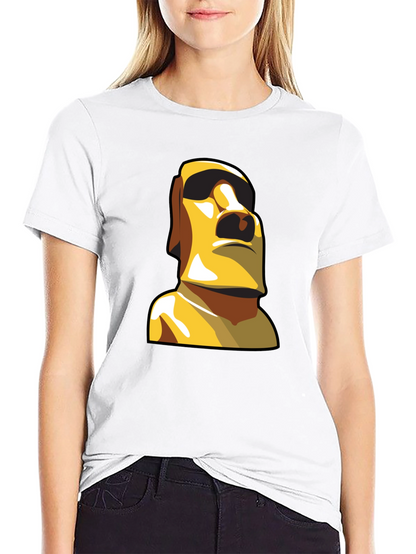 Moai Statue Graphic T-Shirt - Black Cotton Tee