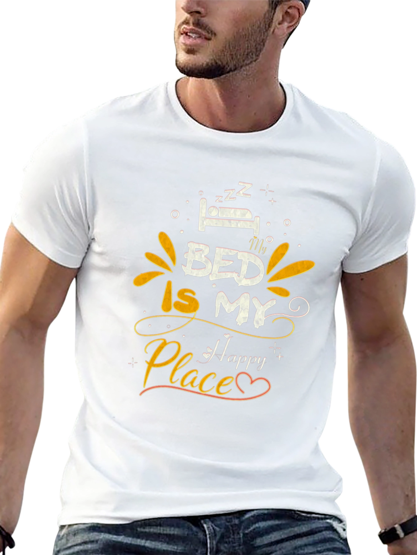 Bed Is My Happy Place Graphic Tee - Black