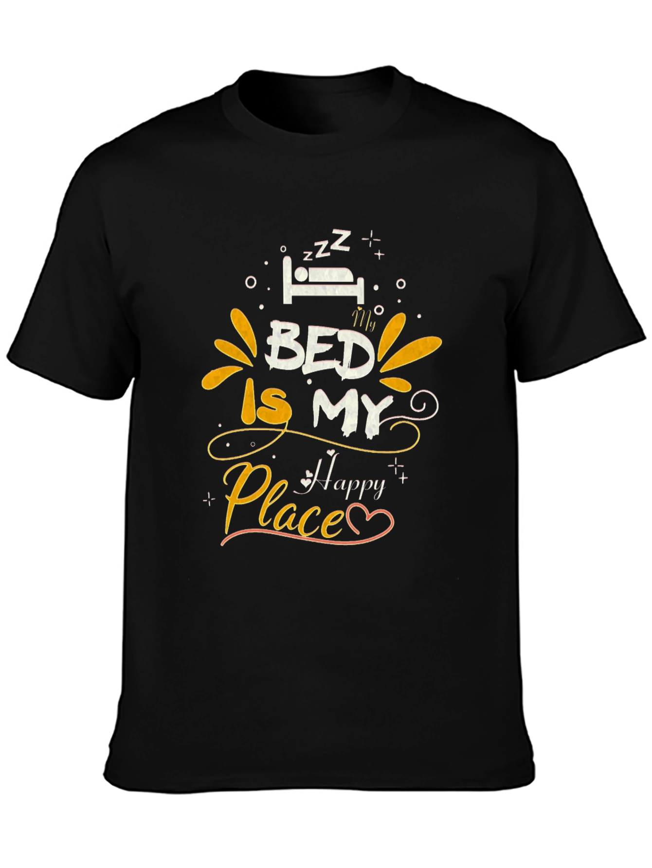 Bed Is My Happy Place Graphic Tee - Black