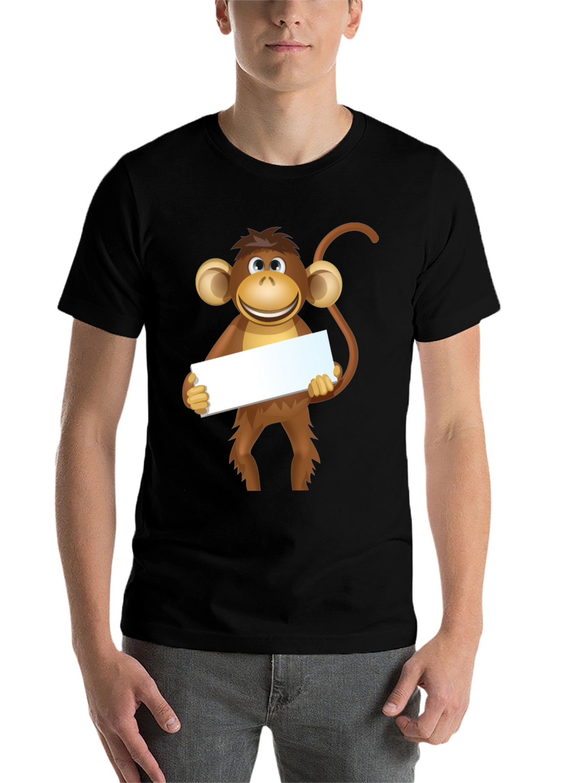 Monkey Graphic Tee - Black Cotton T-Shirt